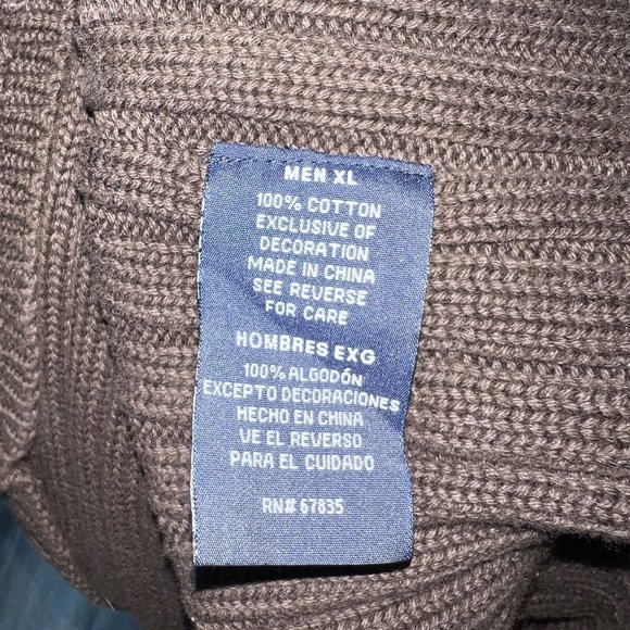 Nautica Jeans Co Mens Ribbed Knit Long Sleeve 1/4 Zip Sweater Size XL Brown - Picture 5 of 7